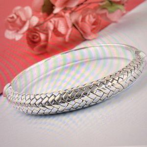 Textured Bangle Bracelet Sterling Silver